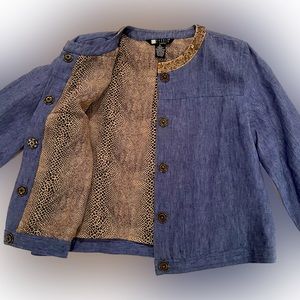Beaded Linen Denim Jacket